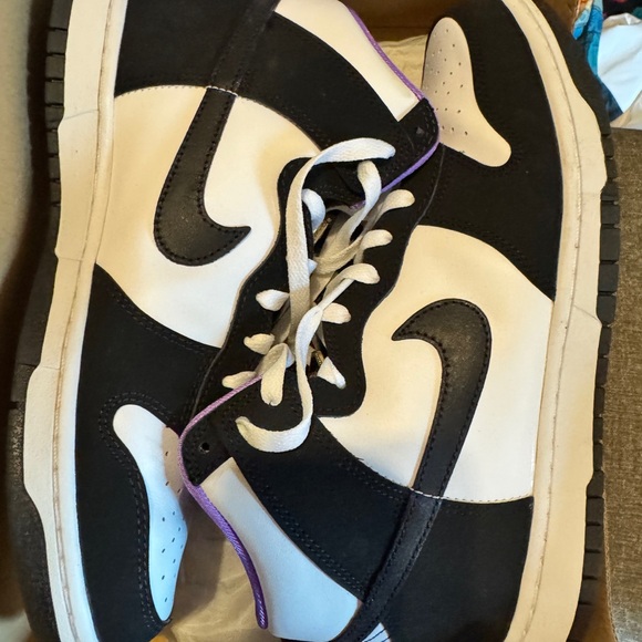Nike Dunk Hi Retro EMB Black White Sneakers - Picture 1 of 3